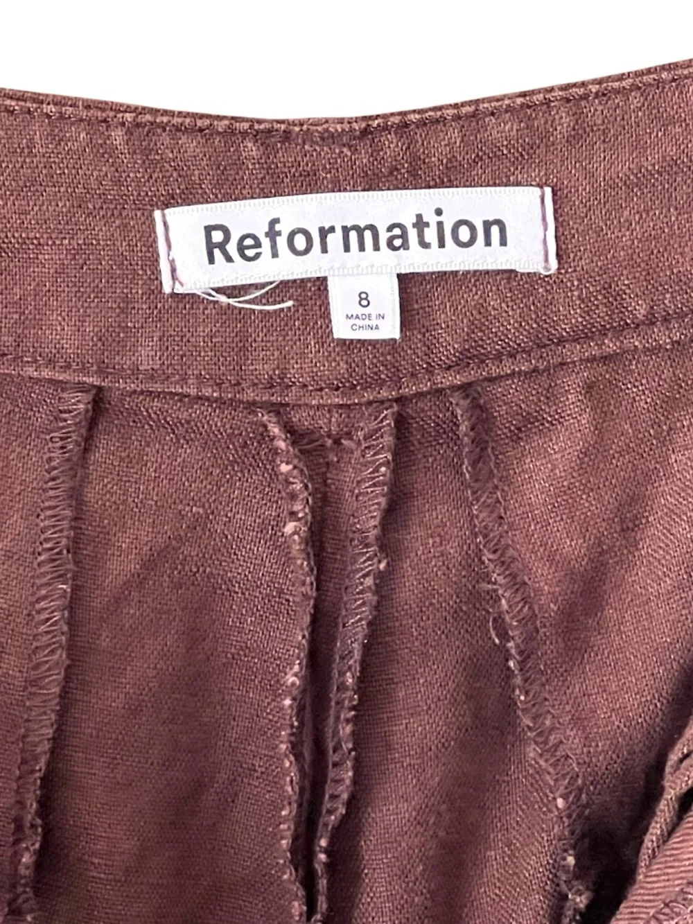 Reformation Vesta Wide Leg Linen Pants in Cafe Brown Size 8